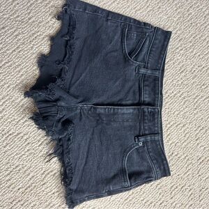 Volcom Charcoal Frayed Jean Shorts